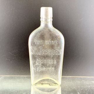 Vintage St Joseph’s Bottle Embossed With Applied Lip,  Quack Medicine Apothecary