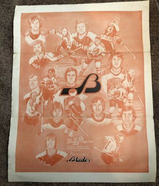 Vintage 1974 - 75 Wha Baltimore Blades 17 By 23 Inch Cardboard Team Poster.  Rare