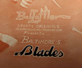 Vintage 1974 - 75 WHA Baltimore Blades 17 By 23 Inch Cardboard Team Poster.  Rare 3