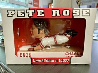 Pete Rose “charlie Hustle” Head First Slide Rare Reds Bobble Head & Box