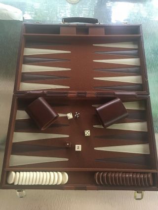 Vintage Backgammon Set In Case,  Complete
