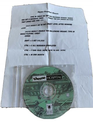 Theme Hospital (pc,  1997) Vintage Computer Cd Disc Only