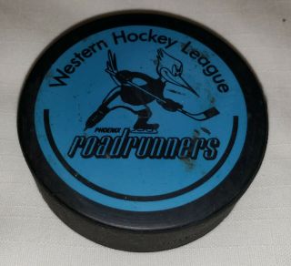 Phoenix Roadrunners Puck Vintage Very Rare Blue Jack In The Box Canada Wha Whl