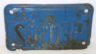 California Vintage Motorcycle Blue/Yellow License Plate 5F0302 80 ' s Tab HOLE 2
