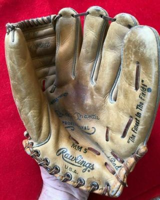 Vintage Mickey Mantle Rawlings Mm5 Professional Baseball Glove Made In Usa