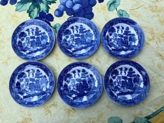 6 Vintage Blue Willow Occupied Japan Childrens Tea Set Plates