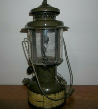 Vintage 1952 COLEMAN Lantern U.  S.  Army Olive Drab Military Gasoline Leaded Fuel 2
