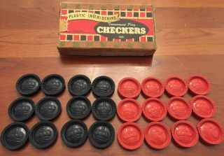Vintage Transogram Checkers Plastic Interlocking Tournament Play Set