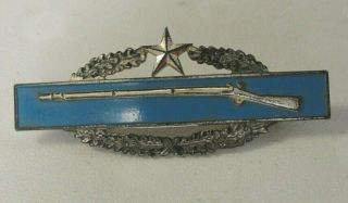 Vintage Wwii Blue Enamel Sterling Silver Military Infantry Rifle Marksman Medal