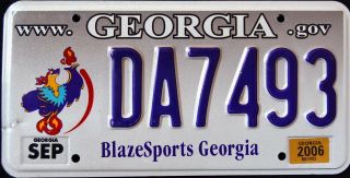 Georgia " Blazesports - Olympic - Eagle " Ga Specialty License Plate