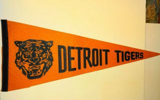 1950s Felt Detroit Tigers Pennant Rare Early Black And Gold Type