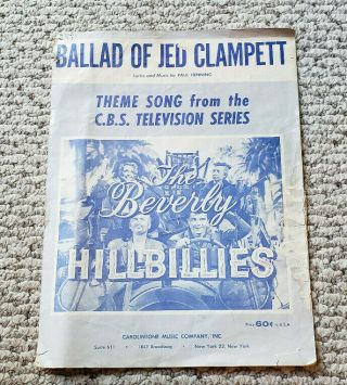 Vintage 1962 Sheet Music " Ballad Of Jed Clampett " Beverly Hillbillies - Piano