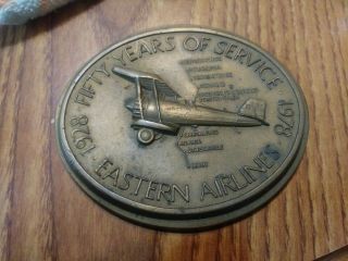1928 - 1978 Eastern Airlines 50 Years Of Service Commemorative Bronze Mediallion