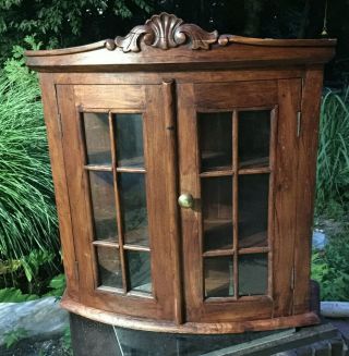 Vintage Wood And Glass Wall Or Countertop Curio Display Cabinet
