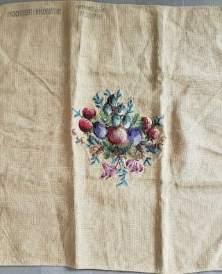 Vintage Hiawatha Heirloom Preworked Needlepoint Canvas Fruit Flowers Tapestry