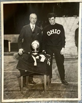 Wesley Wes Fesler Antique Photo Ohio State Buckeyes Football Big Ten Mvp Trophy