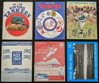 1970s Ny Yankees & Minor League Baseball Programs W/ Ripken Record Pro (11pcs)