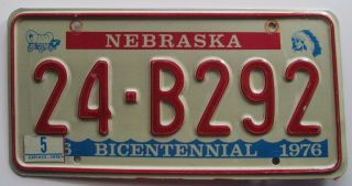 Nebraska 1978 Cumings County Bicentennial License Plate 24 - B292