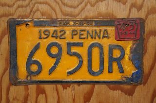 1942 1943 Pennsylvania License Plate With Validation Tab