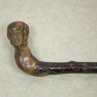Vintage Blackthorn Walking Stick,  Scottish Chieftain Carved Face - 33 Inches