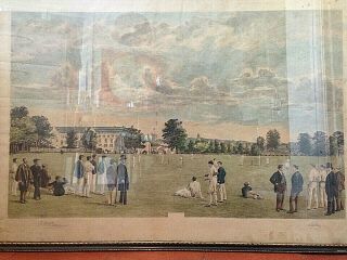 An Antique Victorian Cricket Signed Print Dated 1893 - Sporting Memorabilia.