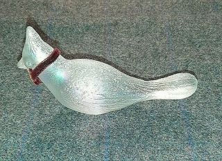 Vintage Fenton Art Glass Iridescent White Carnival Cardinal Bird Figurine