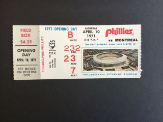 4/10/1971 Philadelphia Phillies Ticket Stub (veterans Stadium Opening Game) Nm