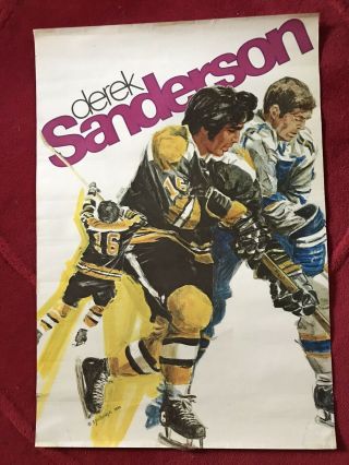 1970 - 1971 Coca Cola Nhl Hockey Poster Derek Sanderson/art By Pelkowski