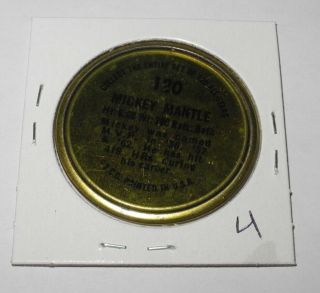 1964 Topps Baseball Coin Pin 120 Mickey Mantle York Yankees v4 2