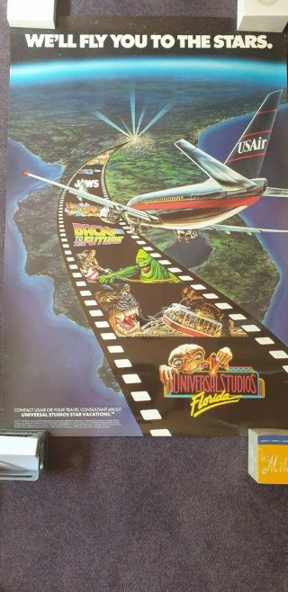 Usair Vintage Poster Featuring Boeing 737 Into Orlando And Universal Studios