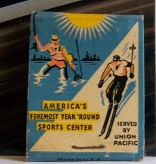 Rare Vintage Matchbook Cover D1 Sun Valley 1st Year Round Skiing Idaho Dog Sled
