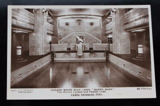Cunard White Star Line Rms Queen Mary Photo Postcard Swimming Pool