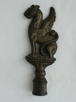 Vintage Winged Lion / Griffin Cast Iron Gothic Lamp Finial
