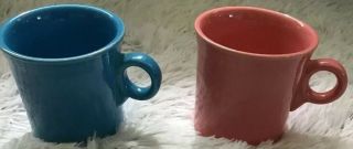 Vintage 2 Set Fiesta Ware Homer Laughlin Coffee Mug - Cups Blue Flamingo