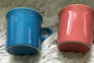 Vintage 2 Set Fiesta Ware Homer Laughlin Coffee Mug - Cups Blue Flamingo 2