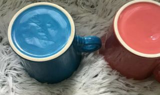 Vintage 2 Set Fiesta Ware Homer Laughlin Coffee Mug - Cups Blue Flamingo 3