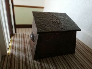 Art And Crafts Hand Beaten Copper Coal Box Circa 1910