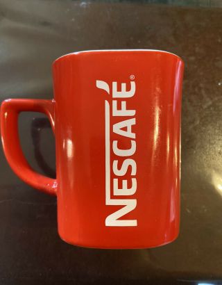 Vintage Nescafe Red Coffee Cup,  Mug 12 Oz Square