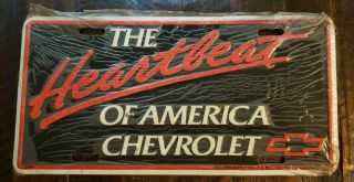 Vintage The Heartbeat Of America Chevrolet Aluminum Embossed License Plate