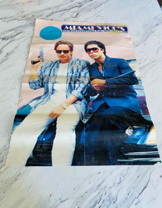 Vintage Poster 1984 Miami Vice Tv Show 21x32 " Don Johnson Double Sided
