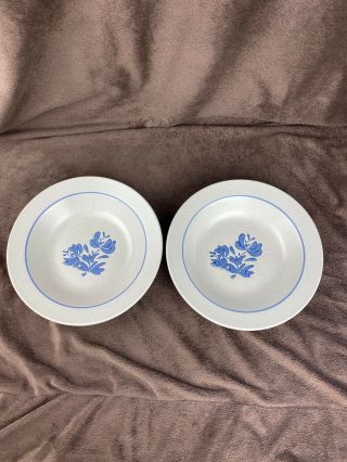 Set Of 2 Vintage Pfaltzgraff Yorktowne Blue 8 1/2 " Rimmed Soup / Cereal Bowls