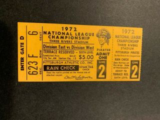 1972 Pittsburgh Pirates Cincinnati Reds Nlcs Game 2 Playoff Ticket Stub Yellow