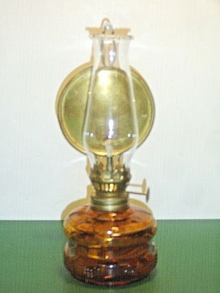 Vintage Three Star Brand Out Door Lamp Amber Glass Oil Lamp Japan
