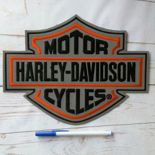 Harley Davidson Motor Cycles Bar Shield Patch Xl 10.  75 X 8.  25 Gray Orange Black