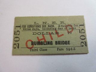 1956 Lner (scotland) Railway Ticket - Dollar To Rumbling Bridge,  Child Single