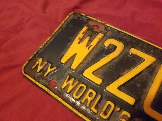 1964 NY EMPIRE STATE WORLD ' S FAIR LICENSE PLATE - Ham Radio Call Letters QSL 3
