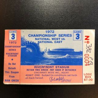 1972 Nlcs Ticket Stub Pittsburgh Pirates Vs Cincinnati Reds Game 3