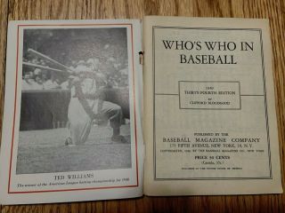 VINTAGE/ OLD BASEBALL BOOK 1949 WHO ' S WHO IN BASEBALL 3