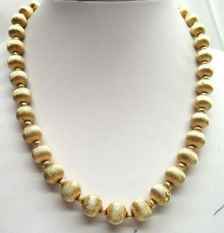Stunning Vintage Estate Gold Tone Heavy Bead 18 1/2 " Necklace 3746n