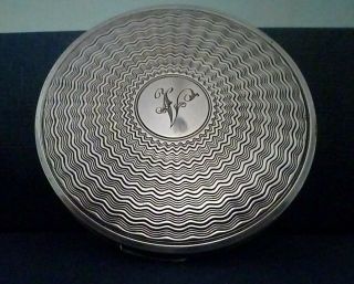Stunning Machine Patterned English George V Sterling Silver Make - Up Compact